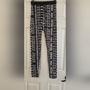 Versace Jeans Collection  Black and White Graphic Leggings